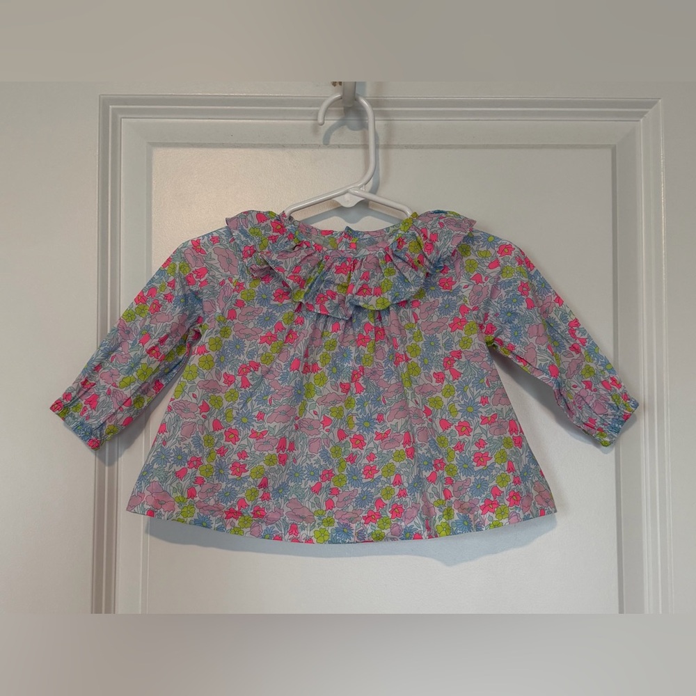 Jacadi Paris Girls Melodie Blouse Floral Multicolored 100% Cotton Size 3 Months